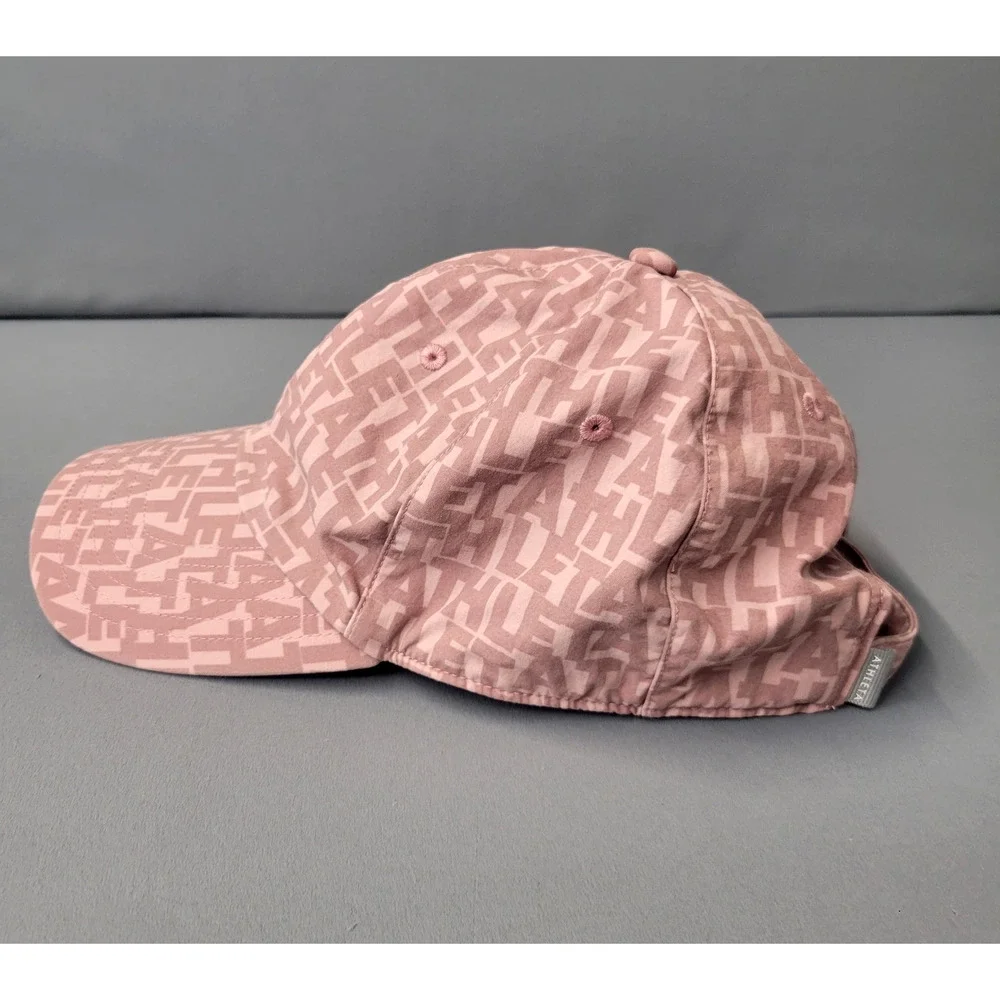 Athleta Hat Cap Strap Back Pink Athletic Logo Graphic Running Lightweight Womens